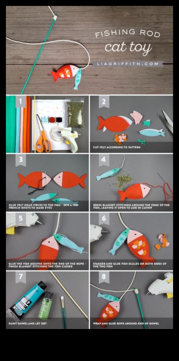 Kaķu makšķerēšanas prieki: DIY makšķeres rotaļlietas kaķiem